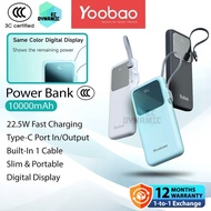 【3C Certified】Yoobao Q13 10000mAh Powerbank 22.5W Fast Charging Power Bank Yoobao PDL10 Built-In Cab