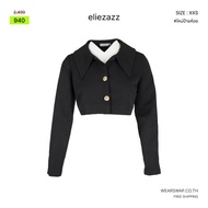 eliezazz-สูทครอปท็อปกระดุมเม็ดใหญ่สีทอง-สีดำ-D072-10