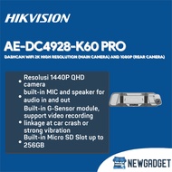 HIKVISION AE-DC4928-K60 PRO DASHCAM WIFI 2K HIGH RESOLUTION (MAIN CAMERA) AND 1080P (REAR CAMERA)