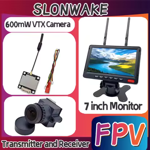SLONWAKE 5.8G 600mW Power VTX Transmitter Camera FOV135° 1000TVL,FPV 7 inch Receiving Monitor With D