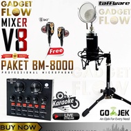 TERBARU PAKET MIC BM 8000 BM8000 FULL SET LIVE STREAMING MIXER V8