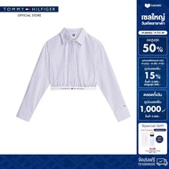 Tommy Hilfiger เสื้อเชิ๊ต ผู้หญิง รุ่น WW0WW48903 0Y9 - สีน้ำเงิน ทรง Regular