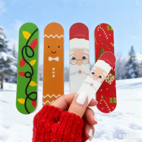 12/24/100pcs Christmas Mini Nail File Double Sided Emery Boards Small Xmas Gifts Manicure Tools for