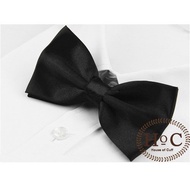 Houseofcuff Bow Tie Bow Tie Houseofcuff Wedding Best Man Plain Satin Black Bow - Black