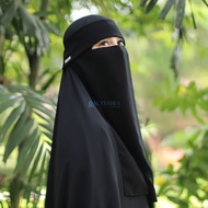 Alsyahra Exclusive Niqab Poni Pulldown Sifon Silk Jetblack