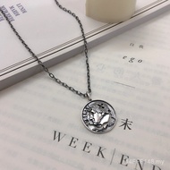 Kalung Perak S925 Sterling Wanita Elegan Wajah Tersenyum Loket Personaliti Potret Retro Dua Sisi Lok