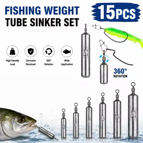 15PCS Fishing Weight Lot Sinker Mold 3.5g 5g 7g 10g 14g 20g Tube Bullet Plumb Pendant Metal Jig Sast