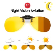 VIVIBEE Polarized Square Flip Up Clip on Sunglasses Men Photochromic Polarised Women Sun Glasses for Night Driving Lens