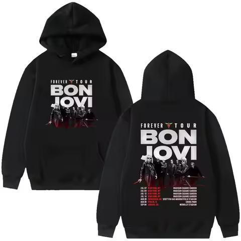 Bon Jovi Band Hoodies Bon Jovi Forever Tour Graphic Hoody Men Women Oversized Y2k Pullovers Fleece W