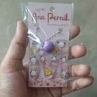 GANTUNGAN Initial letter keychain Acrylic alphabet letter charm bag/ with cute bell