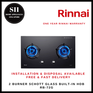 RINNAI RB72G 2 BURNER SCHOTT GLASS BUILT-IN GAS HOB - READY STOCKS &amp; DELIVER IN 3 DAYS