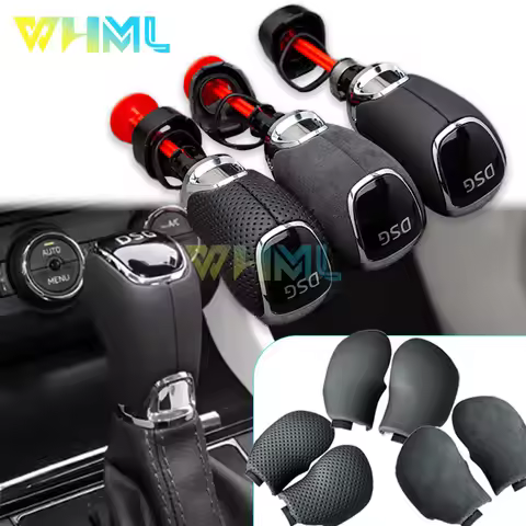 Used for Skoda Octavia Superb Yeti DSG shift lever, black piano leather perforated leather Alcantara