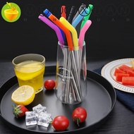 MENGXUAN 2Pcs Stainless Steel Straw, With Silicone Tip 8mm Metal Straw, Eco-friendly Reusable Detachable Smooth Surface Stanley Cup Straw Drink