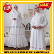 PUTIH White Ceruty Babydoll Syari Gamis Set Khimar Syari Gamis for Muslim Women Latest Jumbo Luxury 