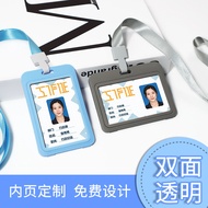Double-Sided Transparent Card Holder with Sling Bus Work Card Sling Work Permit Student School Card 