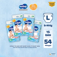 Combo 4 Tã/Bỉm dán cao cấp Moony Blue L54