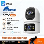 CAM720 Dual Lens WiFi CCTV Dual Live Screen Simultaneous View,AI Human Auto Tracking, Infrared Night