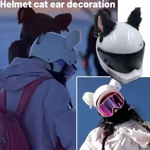 Plush Cat Ear Helmet Decoration with Bell Bowknot Multiple Cute Ski Colors Ornament Accessories Moto