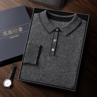 2025 Autumn Winter Cashmere POLO Collar Sweater Long Sleeve Men Color Loose Warm Cashmere Sweater Sw