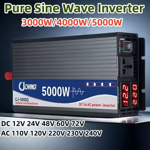 Pure Sine Wave Inverter DC 12V 24V 48V 60V 72V to AC 110V 220V 3000W 4000W 5000W Power Solar Car Inv