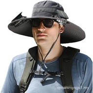 Solar Fan Hat, Wide Brim Sun Hat with 2 Solar Fan Built,Waterproof Outdoor Fishing Hat for Men Women