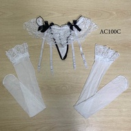 One Set Women's Lace Accessories + Garter Belt Stocking Premium Ac100C