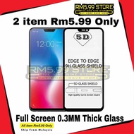 (2 Item) Vivo X21/V9/Y85/Y81/Y81i/Y53 5D Edge Full Screen 0.3MM Thick 9H Tempered Glass