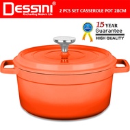 DESSINI ITALY iNM-28 Die Cast Aluminium Non Stick Casserole Pot Bowl Deep Fry Pan Cookware Tool PERI
