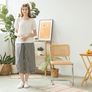 [CUMAR] Cotton Small Black Checked Long Wide Pants