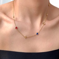 Color Zircon Four-Leaf Clover Necklace Fashionable Classy Hollow Four-Leaf Clover Necklace