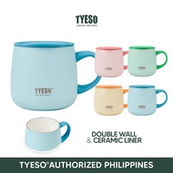 TYESO Ceramic Coffee Mug Vacuum Insulated Table Mug with Lid Handle 355ml Hot Cold