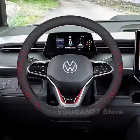 Leather Car Steering Wheel Cover For Volkswagen ID.Buzz GTX ID 3 ID 7 2026 Non-slip Auto interior Vo
