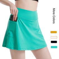 Women Sport Skort with Pockets Dance Yoga Golf Tennis Running Badminton High Waist Anti-glare Speed Dry Short Pants with Skirt