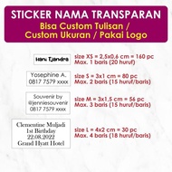 Sticker Label Transparan Bening Custom Nama Anti Air Waterproof bisa untuk Brosur Pensil Tempat Maka