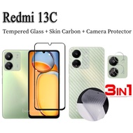 For Redmi 13C Tempered Glass Redmi13C 13 C 3 in 1 Camera Lens Glass Screen Protector and back film