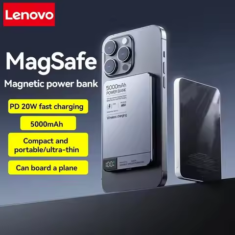Lenovo Portable 10000mAh Wireless Magnetic PowerBank Fast Charging Ultra Capacity Digital External B
