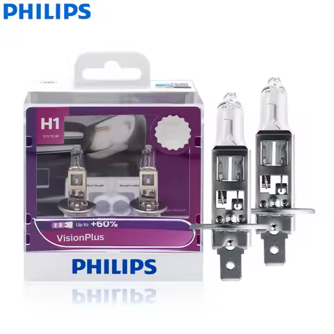 Philips H1 12V 55W P14.5s VisionPlus Halogen Car Headlight VP +60% More Bright Light Auto Lamps Orig