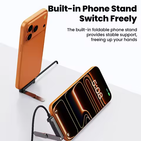 2 in 1 65W USB to Type C Fast Charging Cable With Holder Stand Type C to Type C Fast Charge Cable Fo