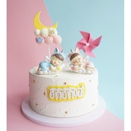 Combo of 3 Sleeping Angels with Clouds for Cake Decoration