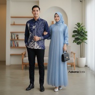 AZKANA BATIK - Couple Gamis, Couple Clothes for Eid al-Fitr 2026, Elegant Brocade Gamis for Women wi