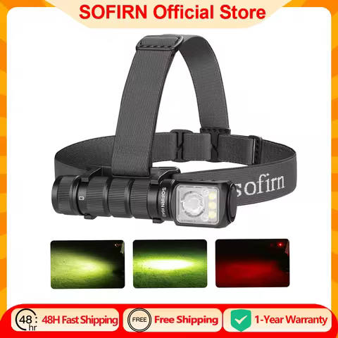 SOFIRN HS42 2100lm Headlamp 18650 USB C Rechargeable RED LED Flashlight SST40 LED EDC Torch with Mag