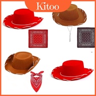 Cowgirl Costume Children Accessories With Brown Hat And Red Bandana For Theme Parties