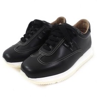 愛馬仕 (HERMES) 192214Z Quick H 標誌縫線皮革運動鞋，黑色，35碼，義大利製造，女款，成色極佳。