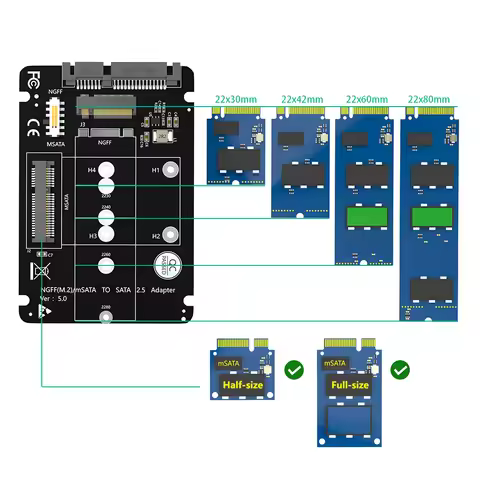 M.2 NGFF to SATA Adapter MSATA To USB SATA 3.0 Converter External 2-in-1 mSATA m.2 NGFF to SATA USB 
