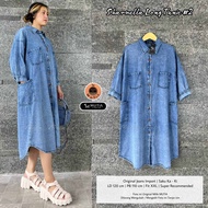 TUNIK PANJANG JEANS IMPORT BIG SIZE LD120CM / TUNIK OVERSIZE SUPER JUMBO JEANS IMPORT / SHARMELLA LO