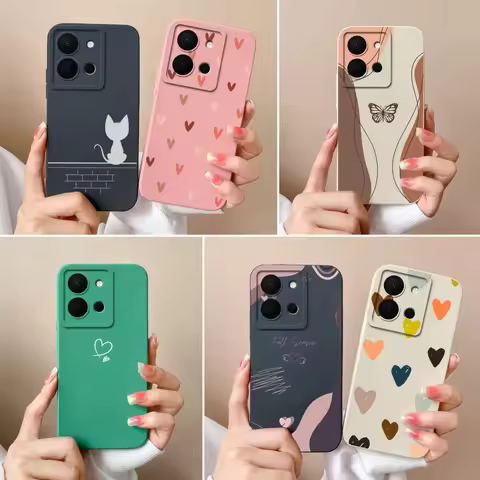 For Vivo Y36 4G 5G Phone Case Simple Heart Soft Liquid Silicone Camera Protection Back Cover For Viv