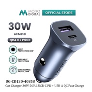 UGREEN UG-CD130-40858 CAR CHARGER PD 30W + SCP 22.5W USB TYPE A + C DUAL PORT CAR CHARGER - CD130
