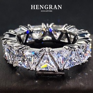 Hengran 18K Original Gold Plating Zircon Ring For Women , Fashion Simple Row Diamond Triangle Micro-
