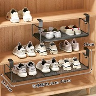家用鞋櫃內可伸縮分層隔板鞋托下掛籃 易安裝置物架 整理鞋托架 鞋架（平行進口）（快遞送貨上門）