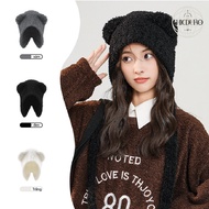 CHICDURO Bear Ear Fur Wool Hat Ear Protection Bear Ear Wool Hat 2 Styles With String And Wireless